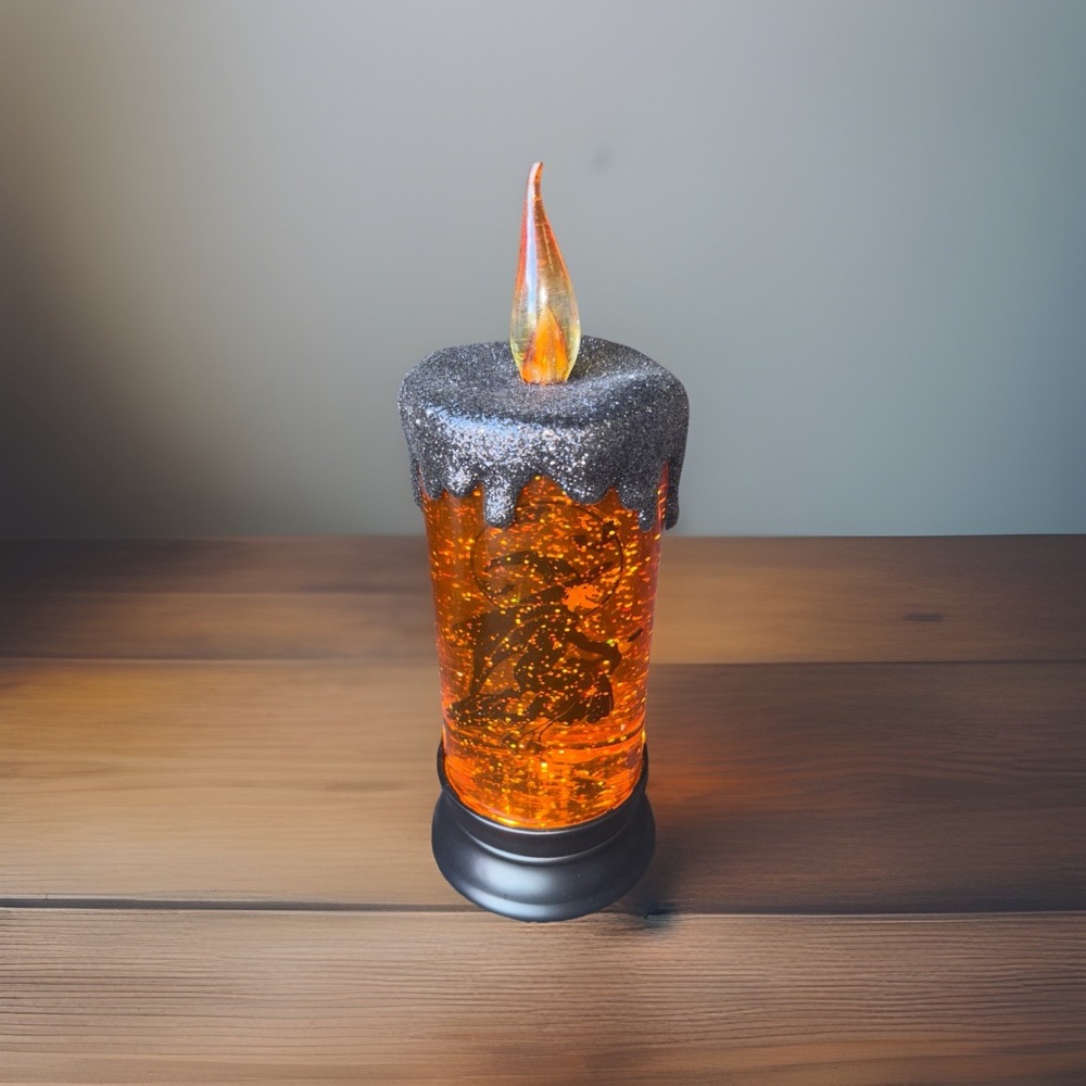 Kirklands Halloween Glitter Candle Lamp Light 10.5"Retired Works! 095128